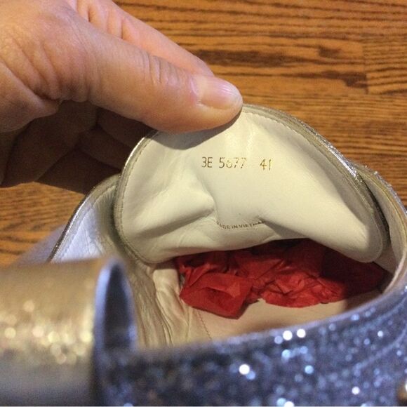 PRADA Silver Clitter Stud Low Top Sneakers - Picture 8 of 8